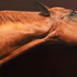 Anne-Marie Kornachuk: An Itch To Scratch, 2018 oil on canvas 24” x 48”