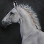 Equus 3, 2018, Oil on canvas, 36" x 36". Artist: Anne-Marie Kornachuk