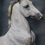 Equus: Carousel, 2018, Oil on canvas, 48" x 36". Artist: Anne-Marie Kornachuk