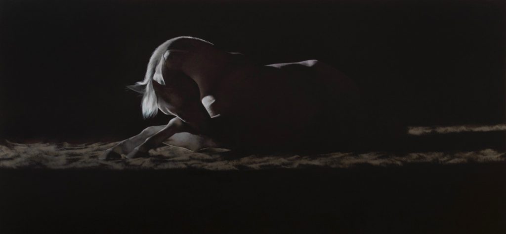 Spotlight, 2019, Oil on canvas, 34" x 72". Artist: Anne-Marie Kornachuck